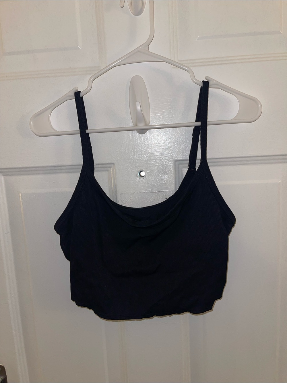 Aerie Basic Black Ribbed Cropped Tank Top - Size Large